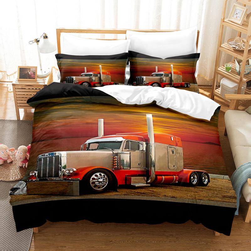 

Трехсекционный комплект для цифровой печати с изображением автомобиля, грузовика, мотоцикла, поезда, пододеяльника quilt cover 90 * 190 pillowcase 50 * 75 * 1