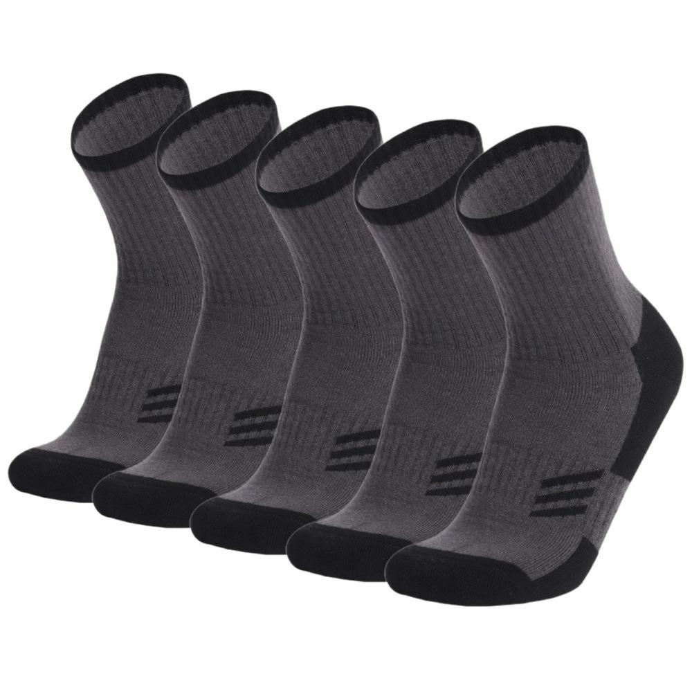 

5 пар носков, пользующихся спросом за рубежом. Мужские носки средней длины, впитывающие пот и дезодорирующие. Спортивные носки с низким верхом и небольшим горлом, всесезонные мужские носки. one size fits all темно-серого