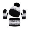3Pcs/Set Winter Hat Scarf Gloves Set Plush Ball Decor Hat Thickened Plush Lining Neck Gaiter Touch Screen Gloves Set