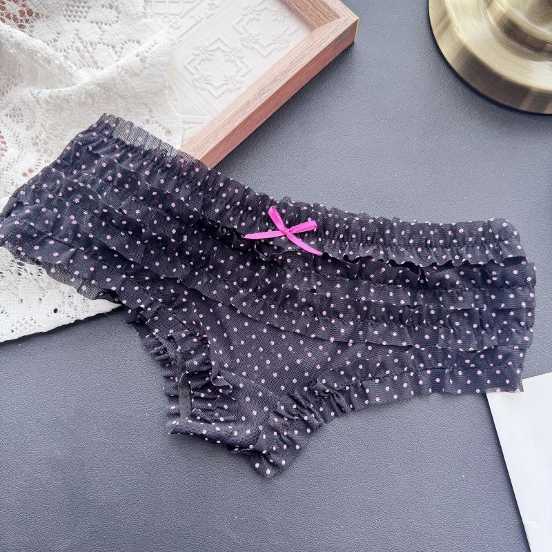 90-130 Lbs Playful Princess: Sweet Layered Cake Mesh Low-Waist Women's Underwear