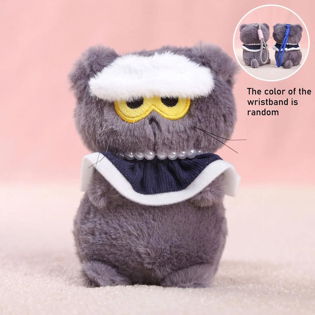 Cute Anime Angry Cloud Cat Plush Keychain Soft Fluffy Cartoon Kitten Plushie Doll Kawaii Kpop Idol Stuffed Pendant Bags Decor