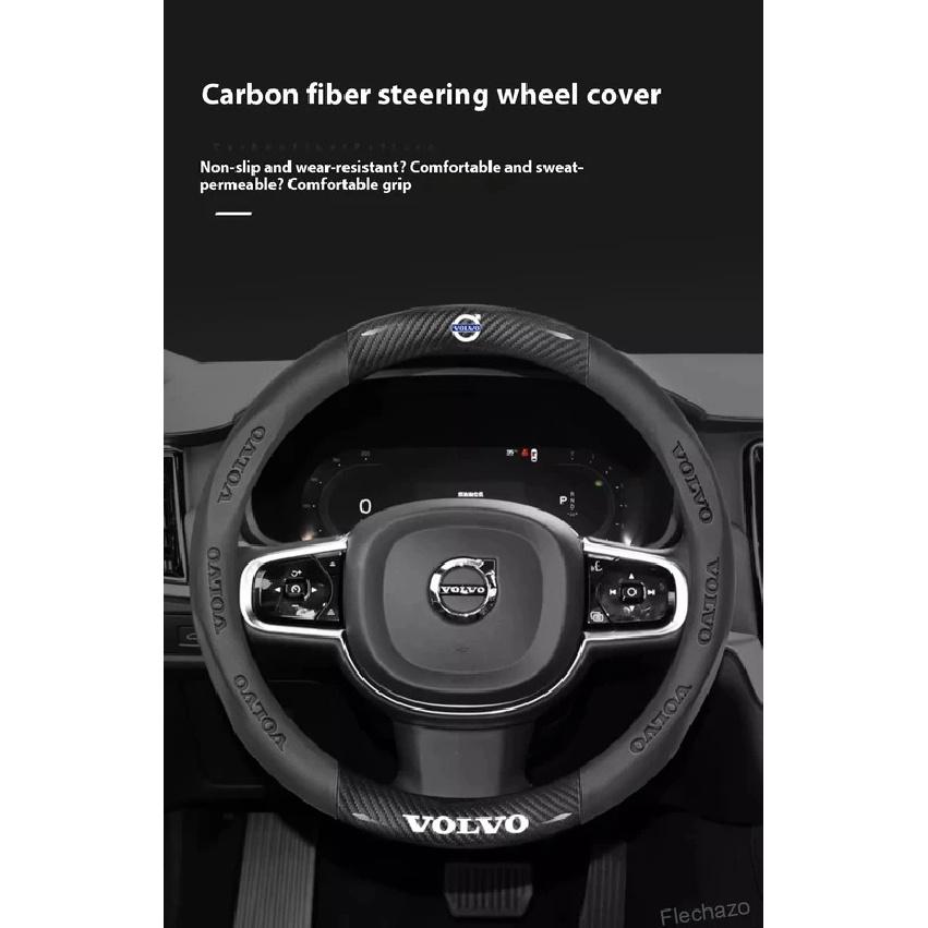 Carbon Fiber Car Steering Wheel Cover For Volvo Xc60 Xc90 V40 V60 S60 V50 V90 S80 C40 XC40 V70 XC70 C30 C70 Leather Accessories