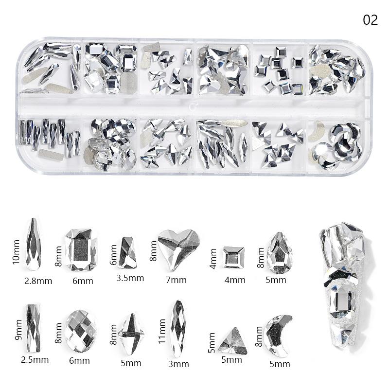 10Styles Neon Multi-Faceted Rhinestones DiamondS,Heart,Pearl, Beads 1-10mm AB/White/Colorful Crystal NailARTS 3D Rhinestones 14H