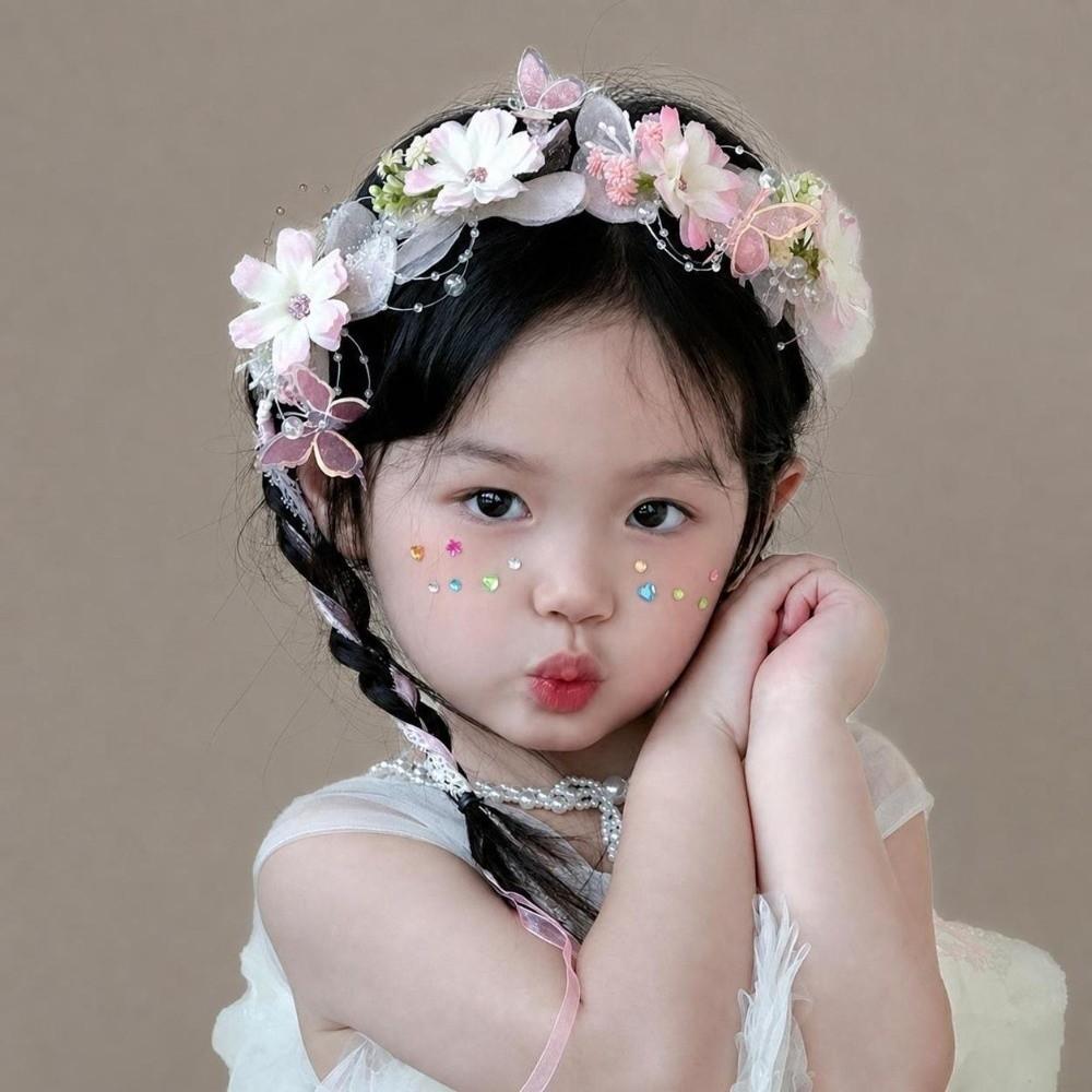 Lace Bow Flower Butterfly Headband Rhinestone Decor Lolita Headband Elegant Pearl Headband Kids