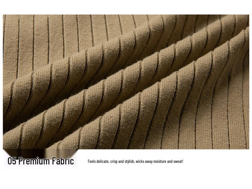 Men's European-American Half-Zip Solid Color Knit Sweater with Vertical Stripes