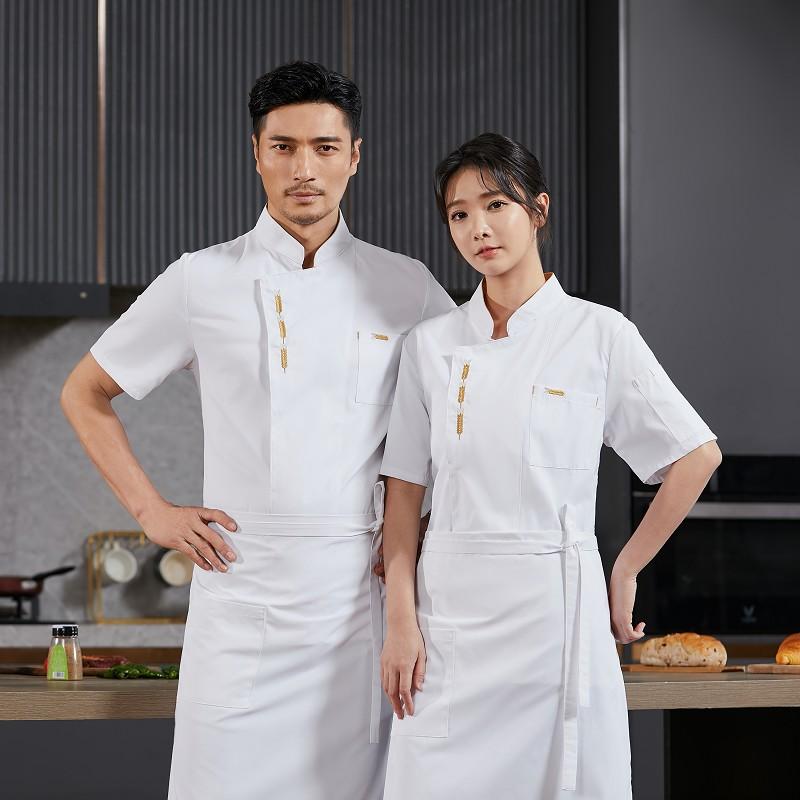 Chef Uniform Catering Waiter Shirt Summer  Restaurant Kitchen Cook Jacket Bakery Waiter Clothes for Back Breathable Mesh Design