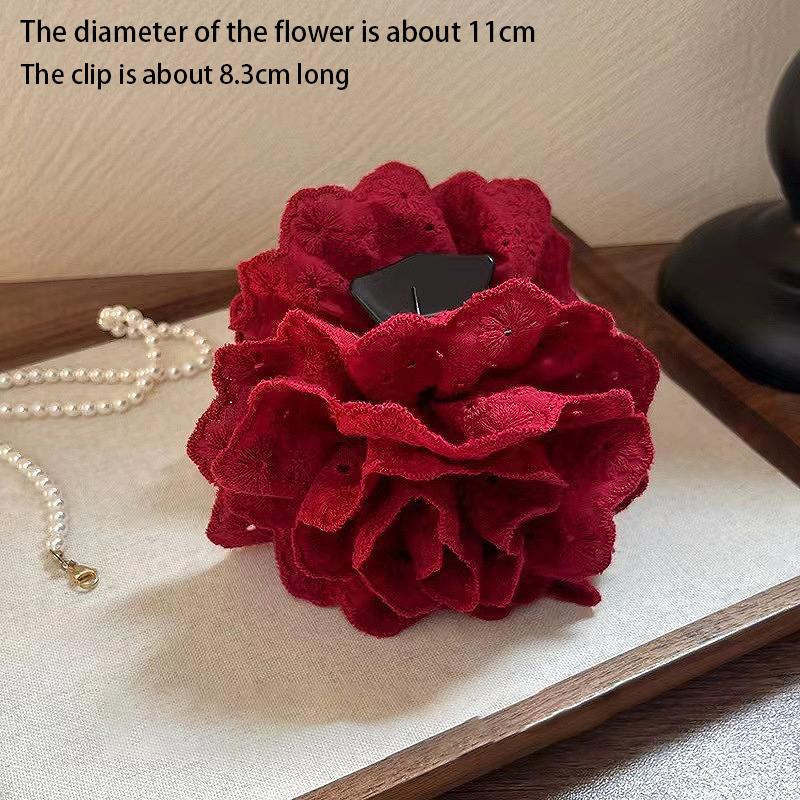 Flower Clip Rose Half-Tied Hairpin Women Headdress Big Flower Large Shark Claws