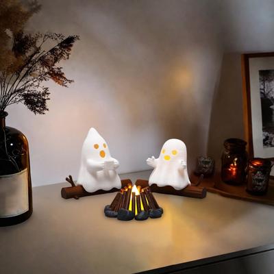 Halloween Duch Táborák Setkání Noční světlo Strašidelná Dekorace Soška 3D Tištěná Ozdoba na Knihovnu Domácí Dekorace Akcent