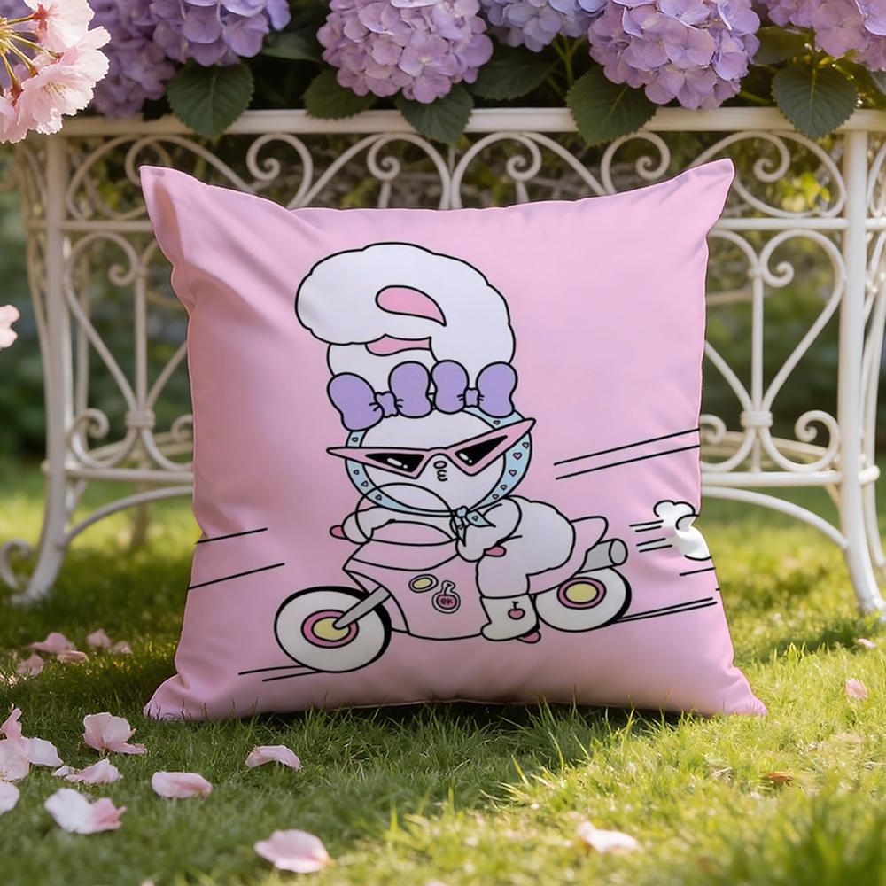 Cute E-Esther Bunny Pink Cushion Cover Home & Car Dual-Scene Pillow Cover: Reversible For Premium Comfort