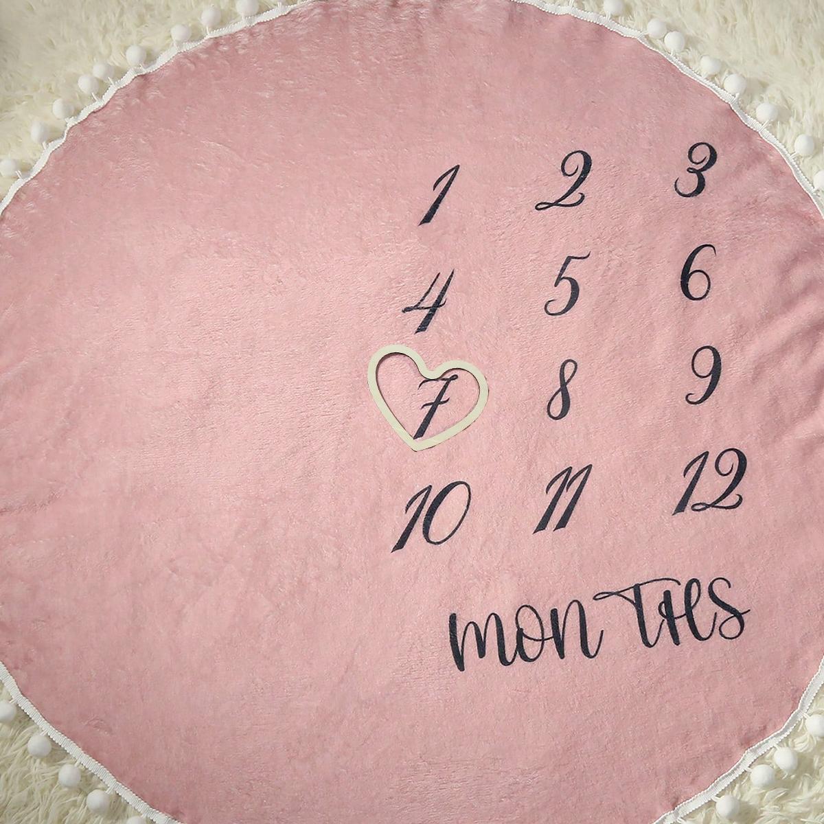 Ylsteed Flanellen Maand Mijlpaal Deken Baby Eerste Jaar Kalender Maandelijkse Groeigrafiek Douchecadeau Pasgeboren Fotografie Achtergrond (Rose Red,100cm) rozerode kleur