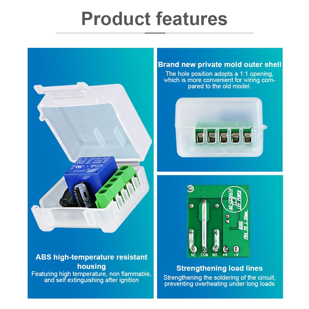 433MHz Remote Control Switch 1CH DC 12V Mini Module 10A RF Wireless Remote Control On Off Transmitter for LED Access Door System