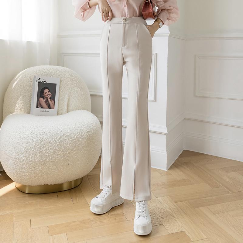 Women's Korean Style High-Waisted Flared Split Dress Pants - Spring/Summer 2026 Collection, Slimming Drapey Trousers Casual Trousers.