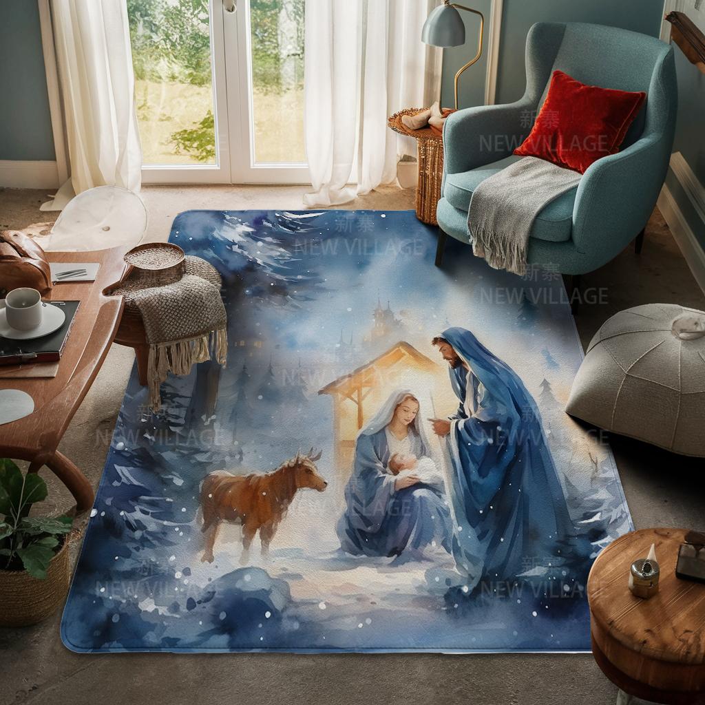 House Entrance Carpet Home Door Mat Living Room Bath Foot Bathroom Non-slip Water Absorption Rugs Bath Merry Christmas Winter