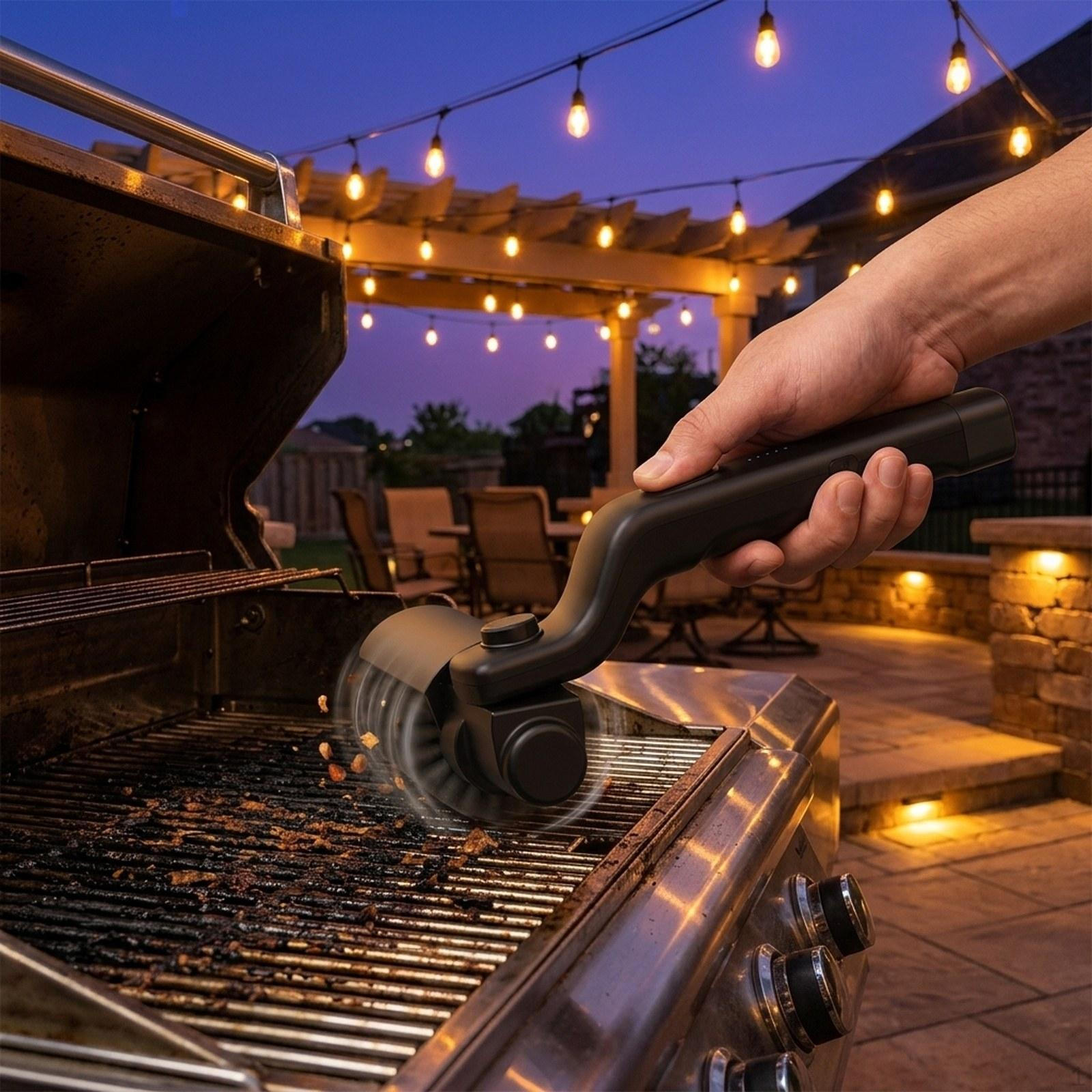 Electric Grill Brush BBQ Cleaning Scrubbing Tool Stainless Steel Rotary Head for Camping