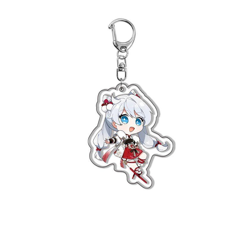 6CM Honkai Impact 3 Game Keychains Kiana Kaslana Double-sided Cartoon Figure Key Ring for Women Men Car Handbag Pendant Gifts