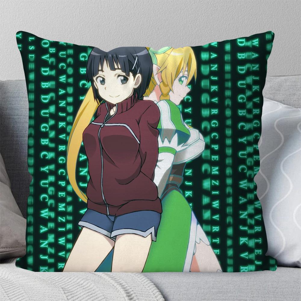 Kirigaya Suguha Animation S-Word A-Art O-Online Kissenbezug Quadratisches Kissen Schlafzimmer Sofa Freizeit Wohnzimmer Heimdekoration 40X40
