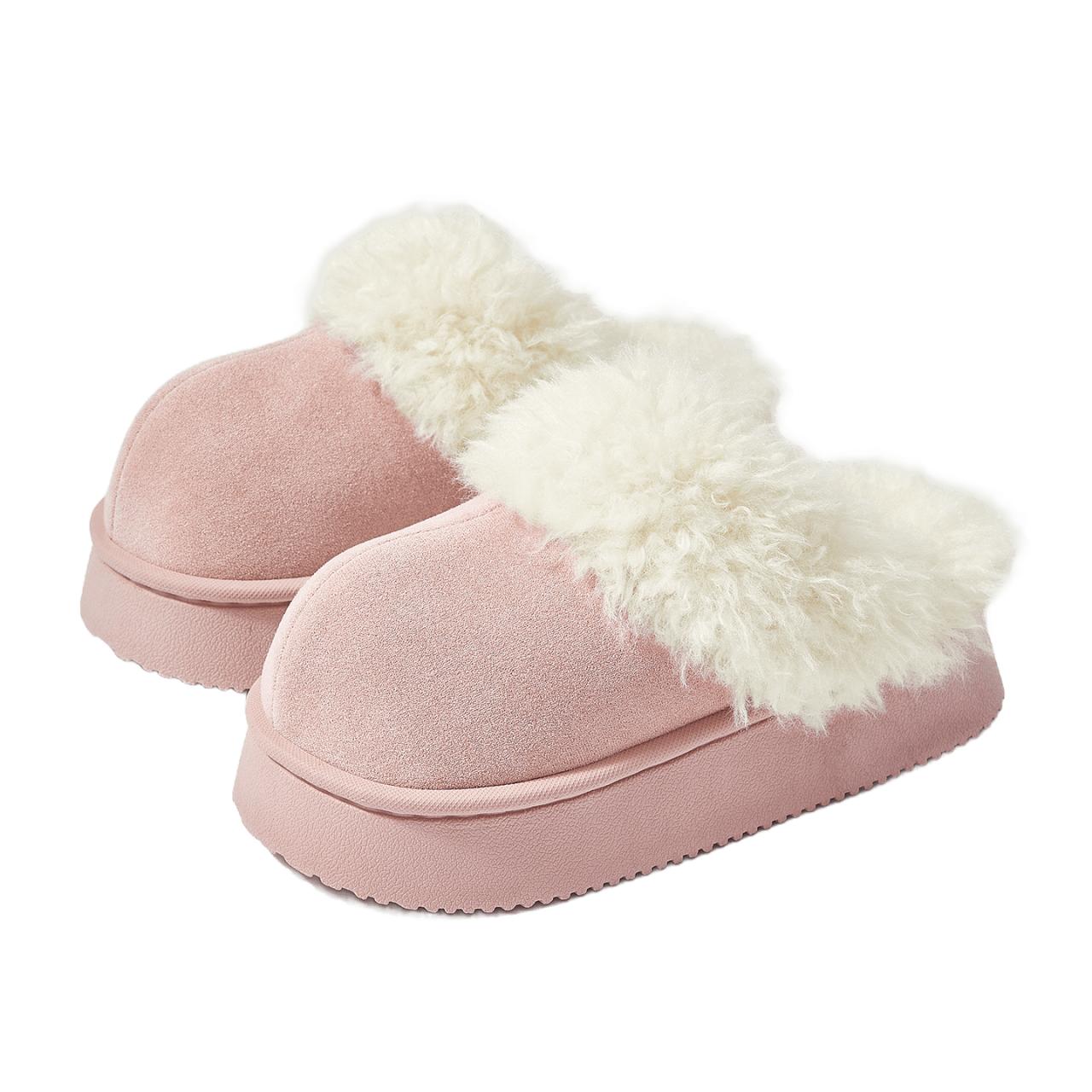

Fashion Warm Cotton Slipper Sole Fluffy Bedroom Slides Winter Fuzzy Shoes Women Warm Women House Slippers Indoor Non-slip Thick Shoes 36-37 розовый