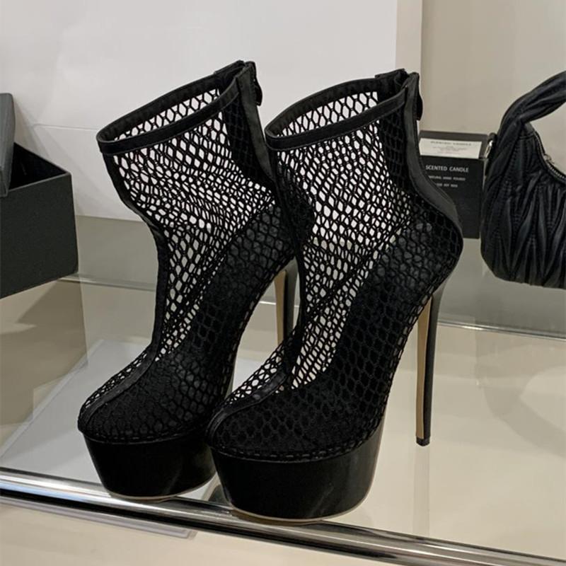 

Модные Сексуальные Черные Сетчатые Ботильоны на Молнии Сзади Женские 16 см Супер Высокий Каблук Современные Ботинки Модная Обувь для Ночного Клуба для Танцев на Пилоне 42 чёрный