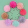 6cm Pom-Pom Plush Ball Beaded Keychain - Faux Rabbit Fur, Ideal for Bags, Keys, Earphone Cases