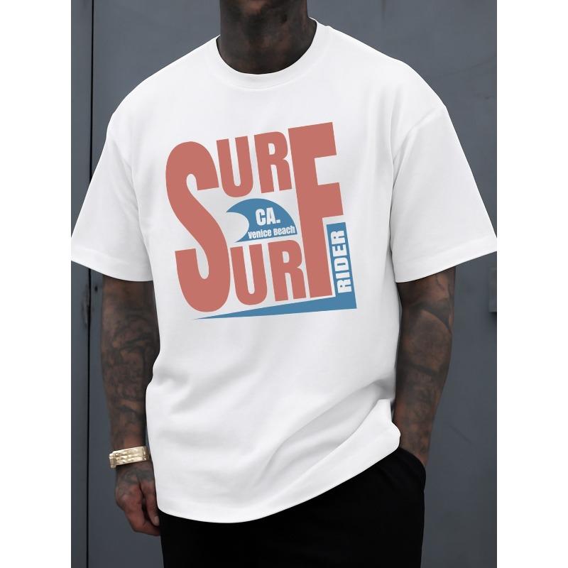 

European sizes Surf Rider Venice Beach Tee For Men | White Limited Edition T-Shirt, Regular Fit, Casual Wear For All Seasons, Ideal For Gifts 4XL білий