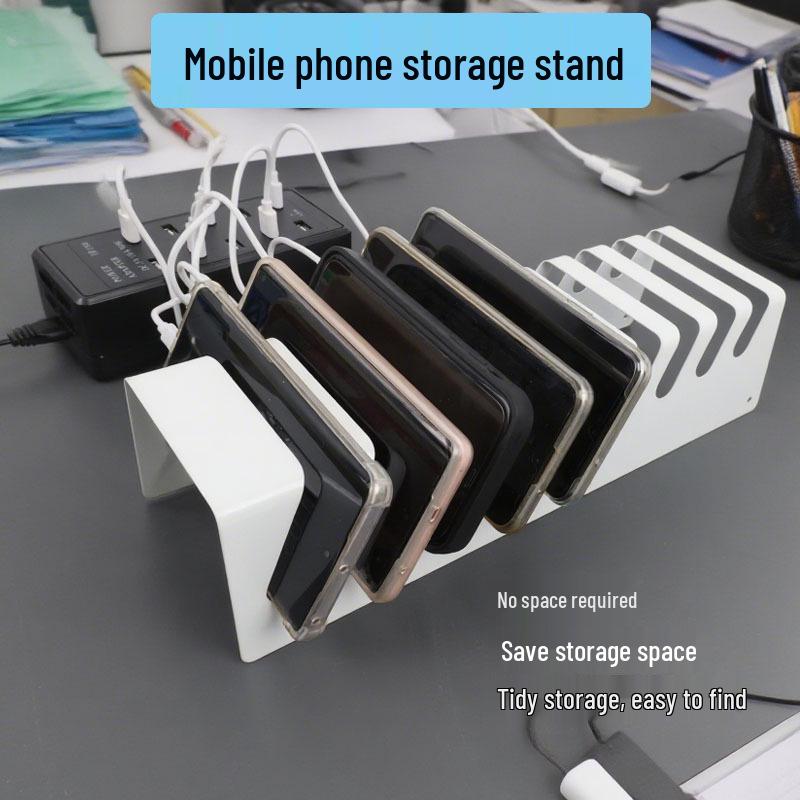 10-Port All-Metal Phone Stand with Multi-Card Slots for Centralized Storage and Charging of 10 Devices
