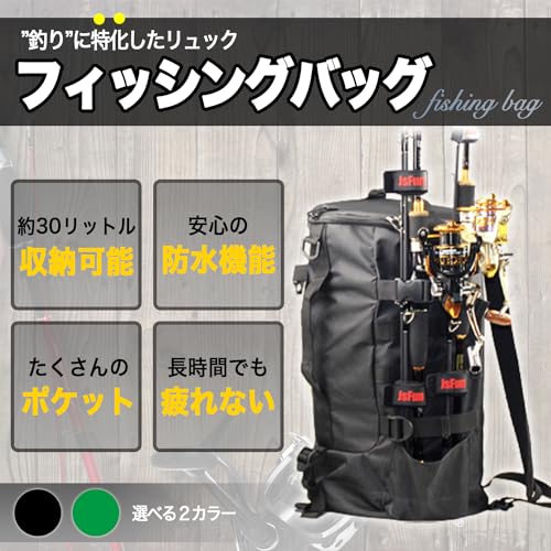 GRmkt Fishing Tackle Backpack, 30L, Multi-functional, Portable, Compact, Lightweight, 3-Way, Handbag, Shoulder Bag, Fishing Rod Storage, Black