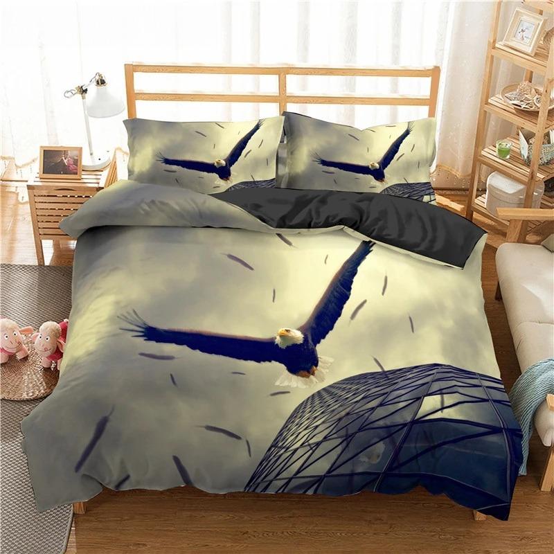 Eagle Duvet Cover Animal Bedding Set Queen King Size For Kids Teens Adults White Black Wildlife 2/3pcs Polyester Quilt Cover