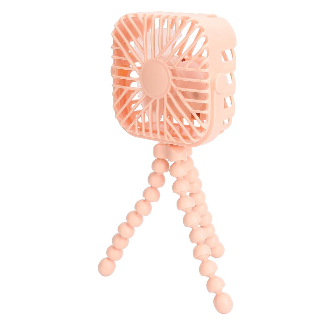Mini Portable Stroller Fan 3 Speed Rechargeable LED Night Light 360 Degree Rotation Cooling Desk Stroller Fan Pink