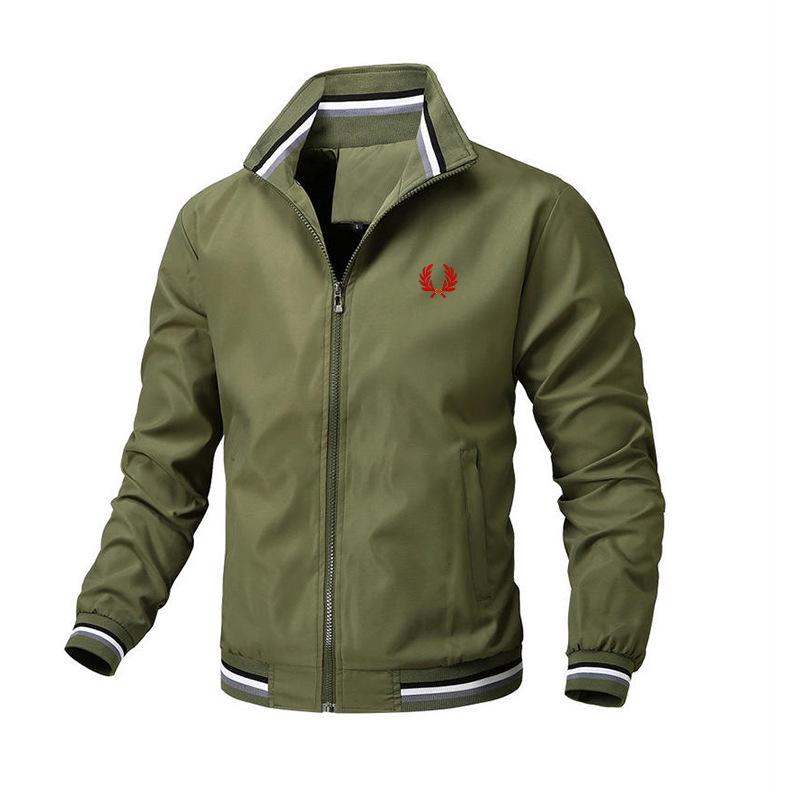 Herren Stickerei Weizen Stehkragen Baseballjacke - Große Größen Lässige Mode für Frühling und Herbst