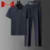 Men's Ice Silk Polo & Pants Casual Set