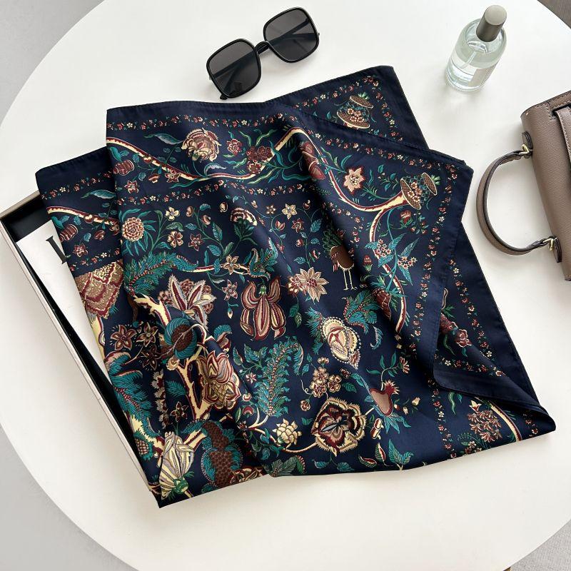 Decorative Simple Texture Silk Scarf Women'S New Style Spring And Autumn Summer Fashion Versatile Headscarf Work Scarf