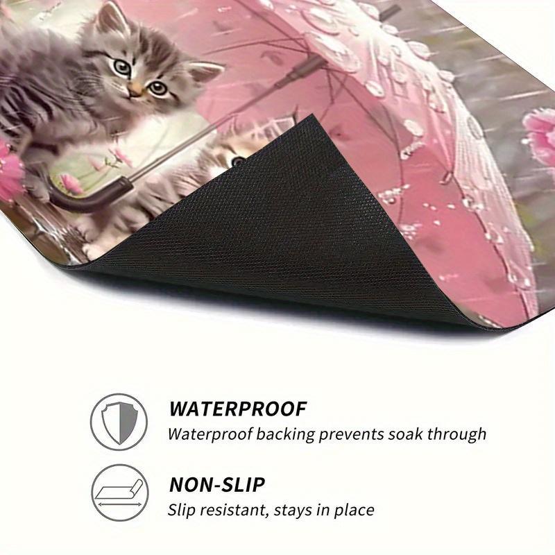 1Pcs Rubber Drying Mat With Cat and BirdPattern For Coffee Shop Restaurant Kitchen Carpet Tableware Durable Diatom Mud Table Mat Pet Mat Coffeeware