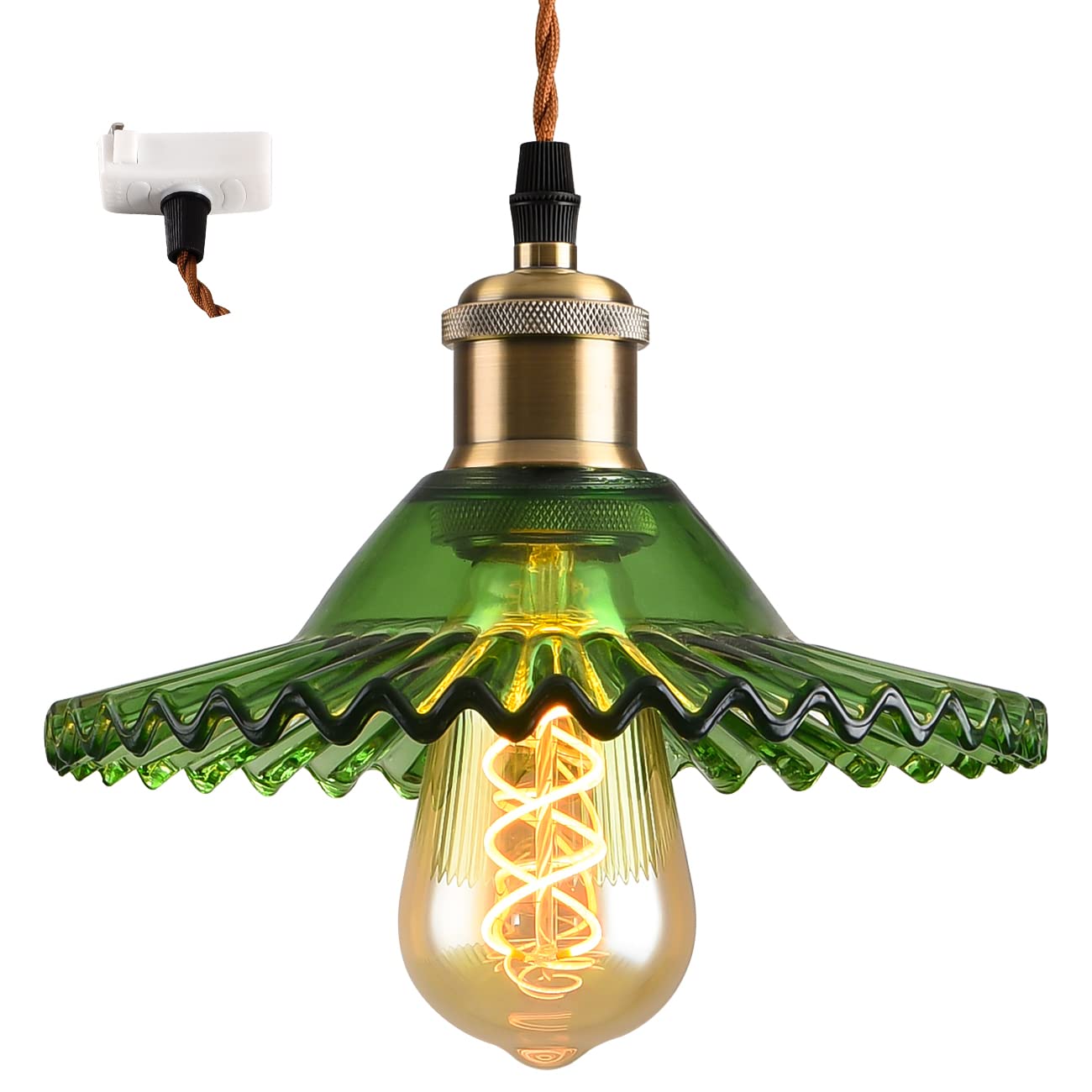 

LVWIT Pendant Light, Hanging, E26 Base, Glass Shade, Hanging, Cord Included, 48cm Adjustable Length, Interior Ceiling Lighting, Dining Room Decor,