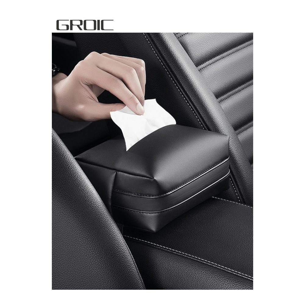 Car Tissue Holder Car Armrest Box Tissue Holder PU Leather Backseat Tissue Case Holder for Vehicle Binding Napkin Paper Box Automotive Interior