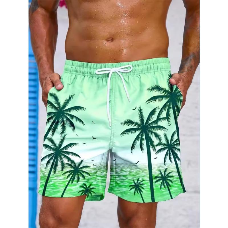 Vintage Växt 3D-printade Badshorts Herr PalmGrafiska Korta Byxor Sommar Hawaiianska Andningsbara Simbyxor Herr Löst IsShorts