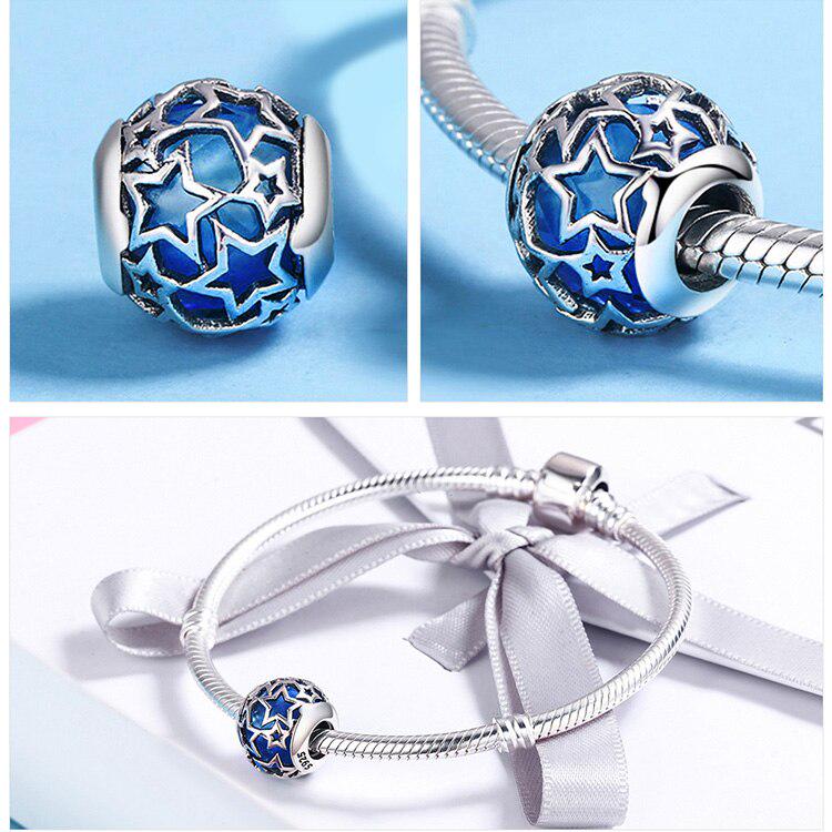 Adorno con motivo de estrellas radiantes,cristal azul cielo para pulseras