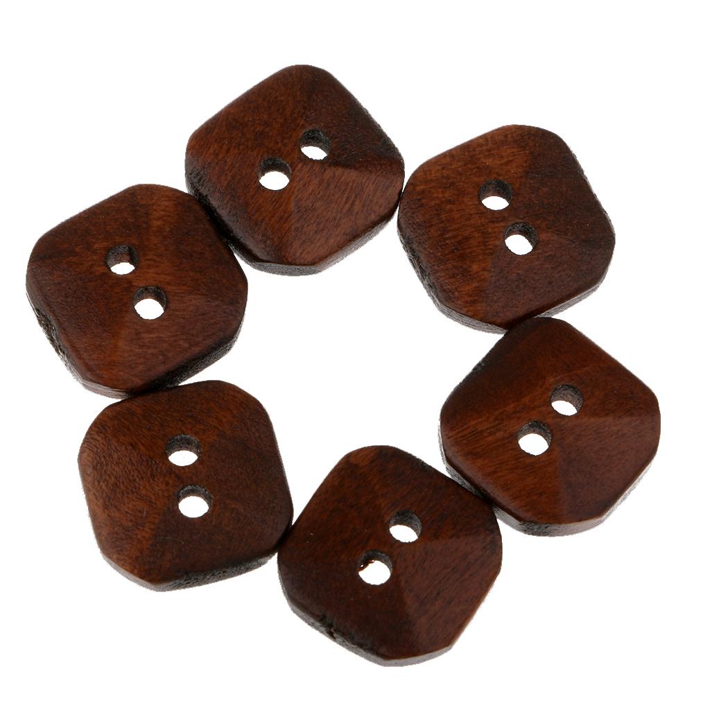 100pcs Square 2-holes Wooden Replacement Buttons Sewing Repair Buttons 13mm