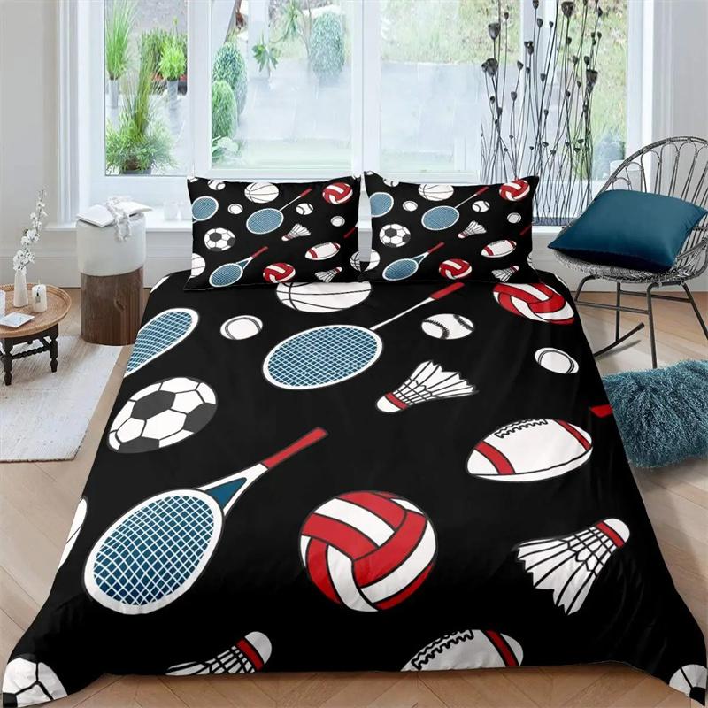 

Бадмінтон Постільна білизна Набір Бадмінтон Підковдра Для Дітей Підлітків Чоловіків Спортивна Тема Гравець Ковдра Чохол Крутий Конкурентні Ігри Декор EU Double(200x200cm)