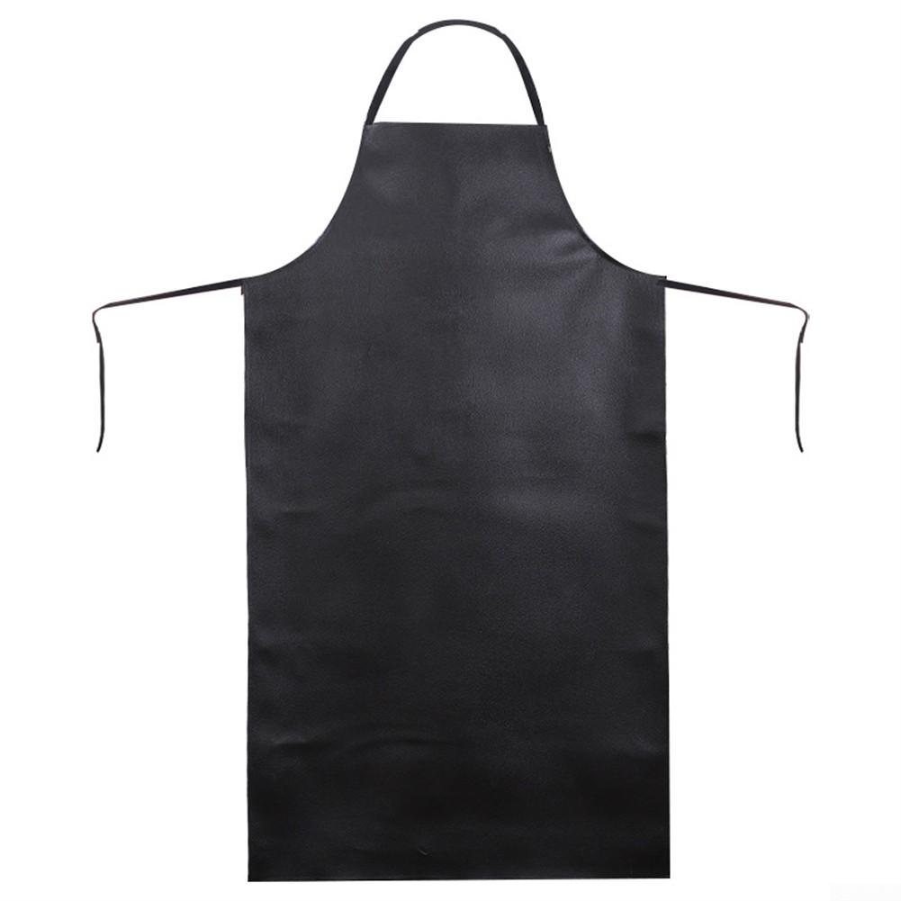 Oilproof Kitchen Apron PVC Leather Soft Waterproof Black