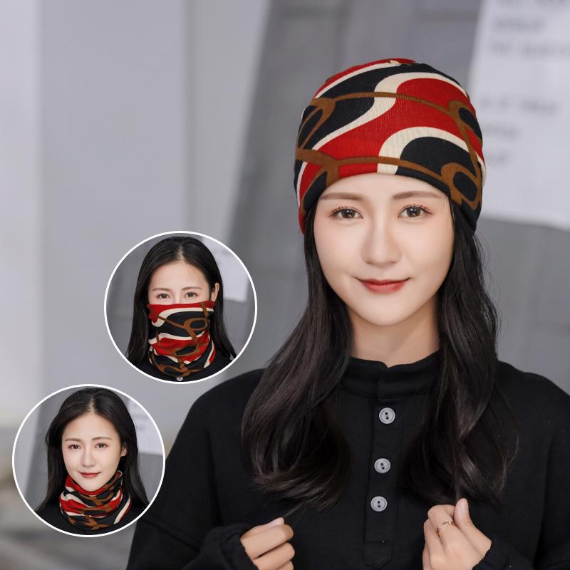 Women's Multifunctional Neck and Hat Scarf: Warm Twist Cap & Mask for Autumn/Winter