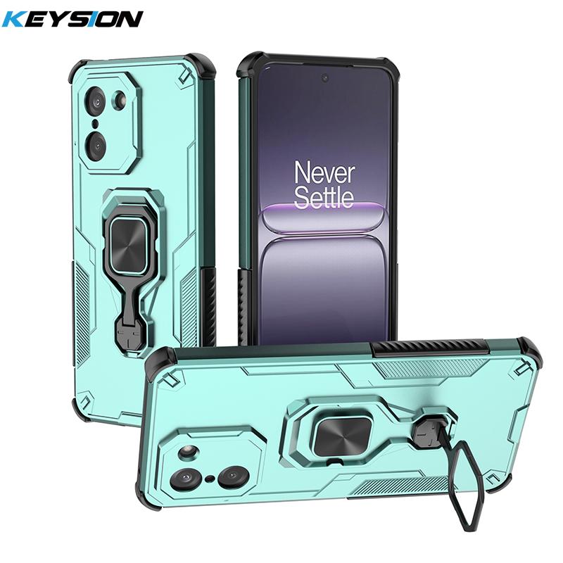 KEYSION Coque Armure Antichoc pour OnePlus Nord 5 5G Silicone+PC Support Métal Vertical Anneau Live Housse de Téléphone pour OnePlus Nord CE5