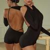 Sexig Latin Dans Långärmad Rygglös Topp Jumpsuit Bodysuit Standarddans Leotard Latin Träning Öppen Design Dam