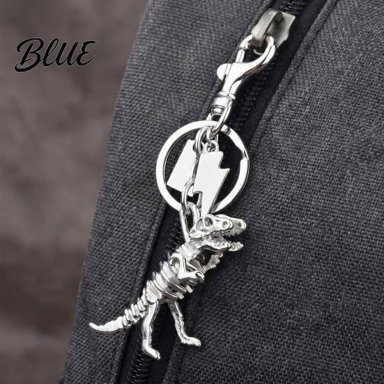 Colorful Metal Keychain Pendant Dinosaur T-Rex Skeleton Metallic Luster Bag