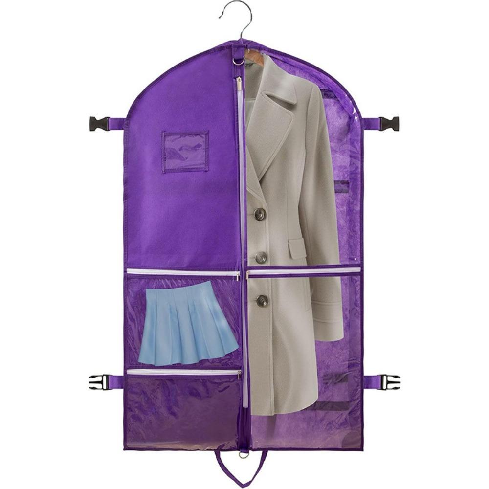 

Non-woven Fabric Garment Bags Transparent Window Foldable Suit Cover Bag Dance Costume Bag Travel фиолетовый