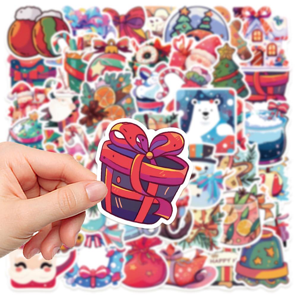 50-Piece Christmas Fun Gift Stickers (Santa Claus Design) - Waterproof Graffiti Decals for Computers, Notebooks, Phone Cases