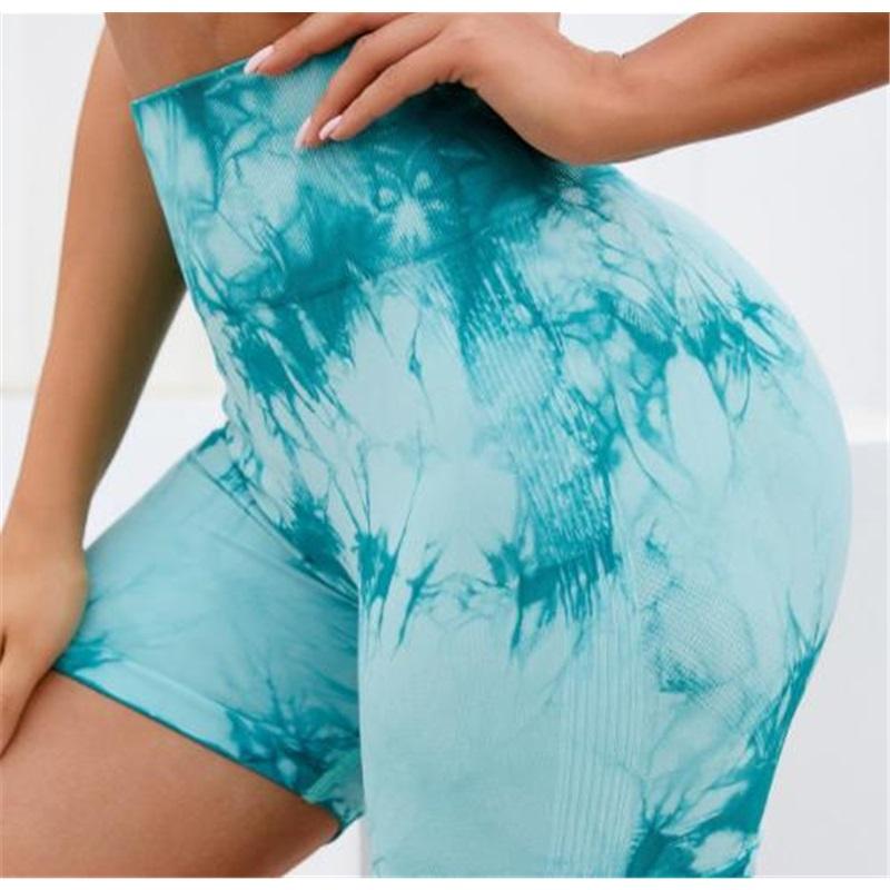 Women's Tight Fitting High Elastic Tie Dye High Waist Hip Lifting Yoga Pants Sports Fitness Tight-fitting Shorts