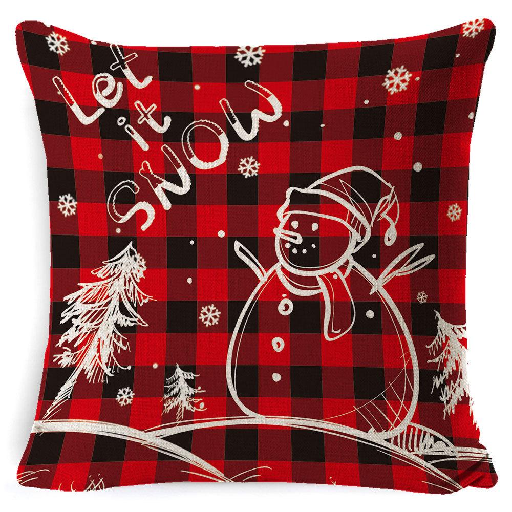 Christmas Pillow Cover Home Sofa Cushion Elk Letter Print Cushion Cover Christmas Atmosphere