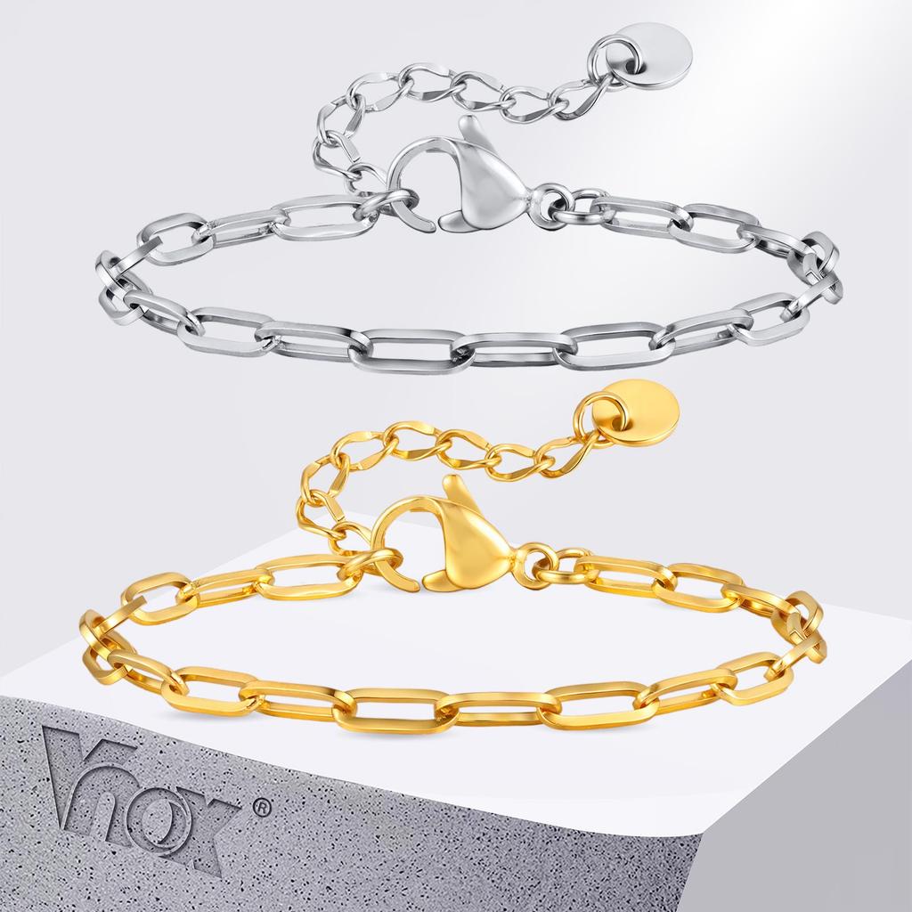 Vnox Simple Daily Life Bracelet for Baby Girl, Gold Color Adjustable Stainless Steel Not Allergic Bracelets, Baby Birthday Gift