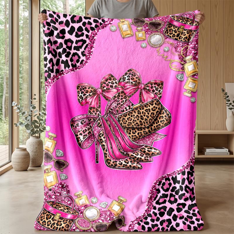 Leopard Print Elegance 2 Theme Blanket Lightweight Warm Flannel Blanket Decorative Throw Blanket for Home Decoration