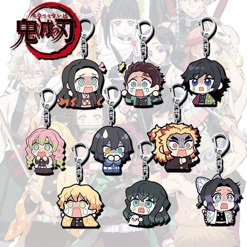Keychain Pendant Anime Demon Slayer Kimetsu No Yaiba Kamado Tanjirou Double Sided HD Bag Pendant Gift For Fans Cosplay Props Jewelry Gift
